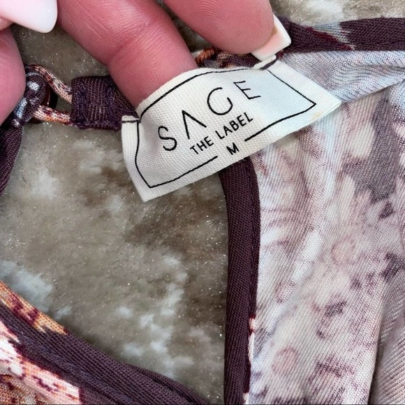 Sage the label maxi halter dress floral dress high slit summer dress SZ M - Picture 12 of 12